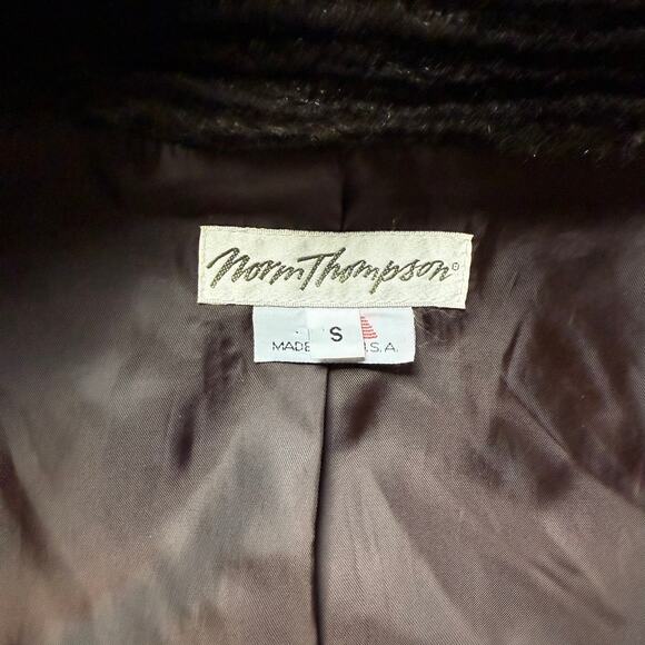 Norm Thompson Faux Fur Hooded Long Coat Brown Small Made in USA - Picture 7 of 13